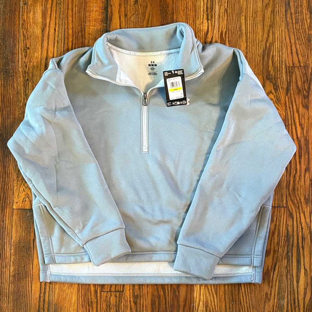 🎉NWT Under Armour Women's Grey Loose Quarter-Zip Fleece Pullover!